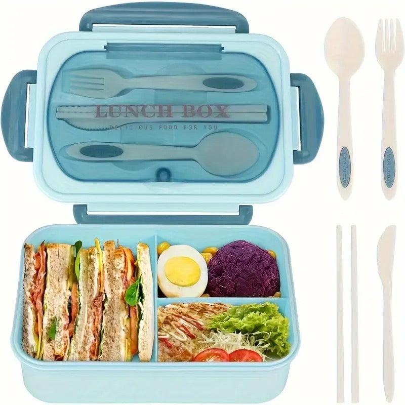 Multicolor Bento Lunch Box with Cutlery – Leak-Proof & Stylish