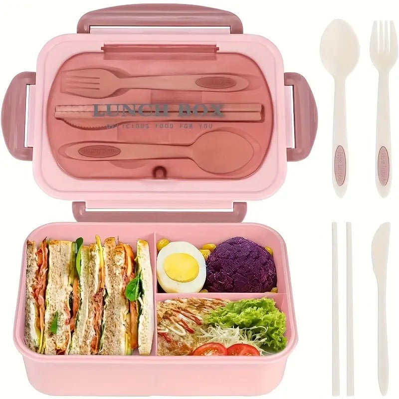 Multicolor Bento Lunch Box with Cutlery – Leak-Proof & Stylish